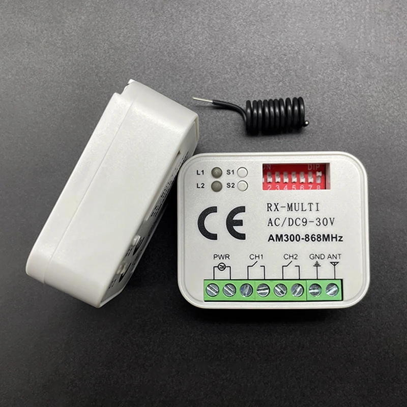 RX-MULTI Receiver Switch Controller AC/DC 9V-30V 2 Channels 300MHz to 868MHz 433MHz Garage Door Gate Remote Control Receiver