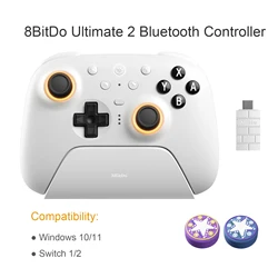 Enhanced Wireless Bluetooth Gamepad with TMR Joystick Accessory for Ultimate 2 Bluetooth (White)