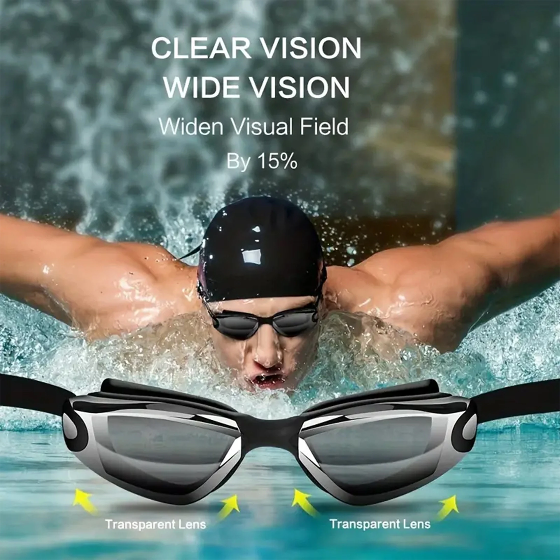 1Pcs Electroplated Adult Swimming Goggles Set, Anti-Fog and Waterproof Swimming Goggles Equipment, High-Definition, Anti-Fog Lenses - Leak-Proof, Uv-Proof 2