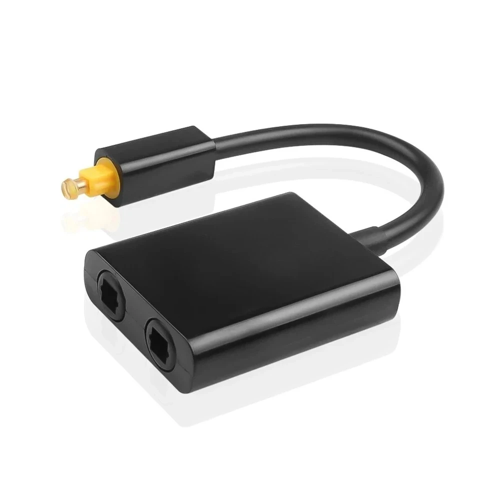 Digital Toslink Audio Splitter Adapter - 1 In 2 Out Optical Fiber Splitter Hub for DVD Signal Conversion