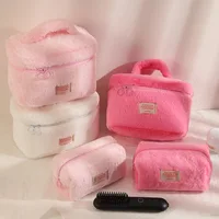 Soft Plush Large Capcity Makeup Bags For Women Daily Cosmetics Organzier Simple Style Tote Travel Toiletry Bag  sac a main 1