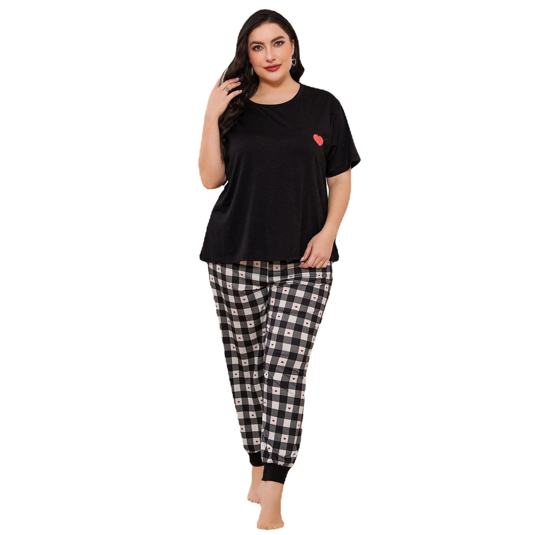 Plus-size Pajamas Women 200 Catties Fat Plus 5XL Spring Short-sleeved Trousers Home Service Suit