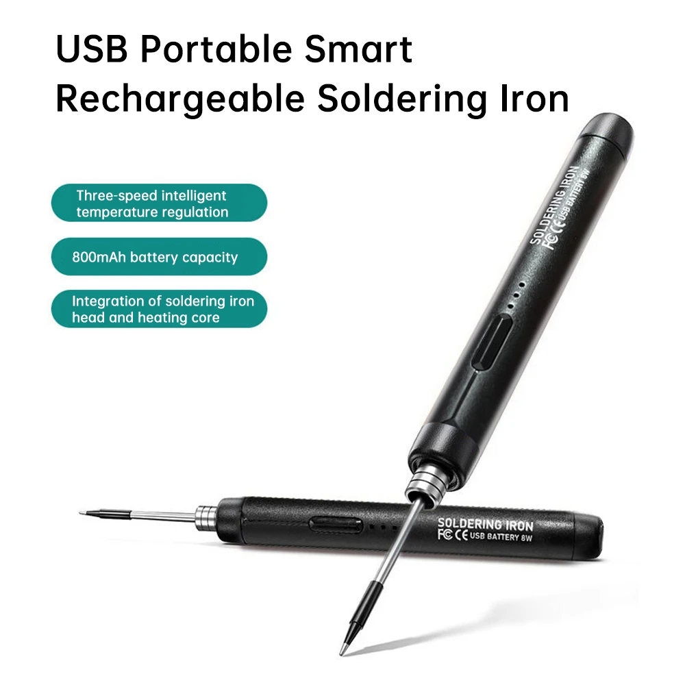 Soldering Iron Electric Soldering Iron Soldering Iron Kit Soldering Iron Set 800mAh USB 5V 8W Electric Soldering Iron Kit Mini Cordless Adjustable Temperature 300-450℃ Smart Welding Solder Tool