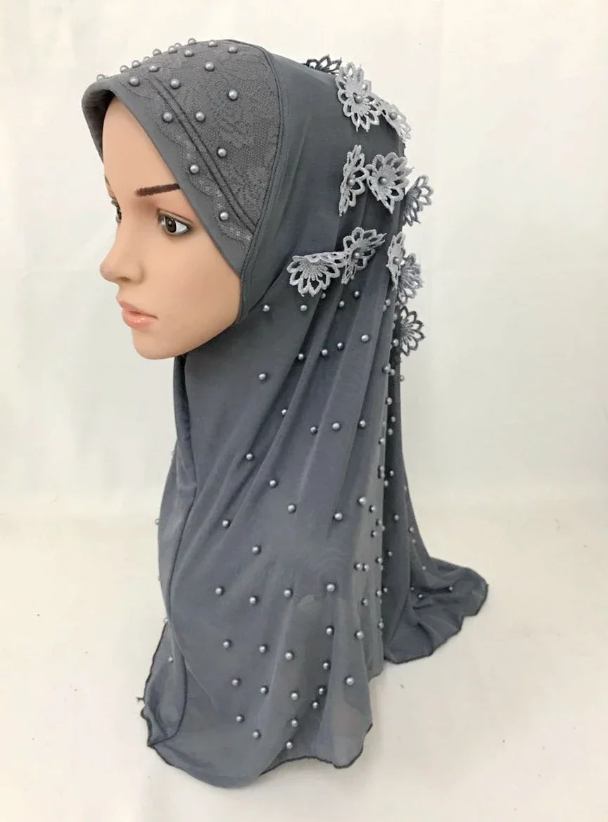 Women's Double-Layer Gauze Hijab Soft Beading Elastic Super Grenadine Instant Turban Islamic Hat Fashion Summer