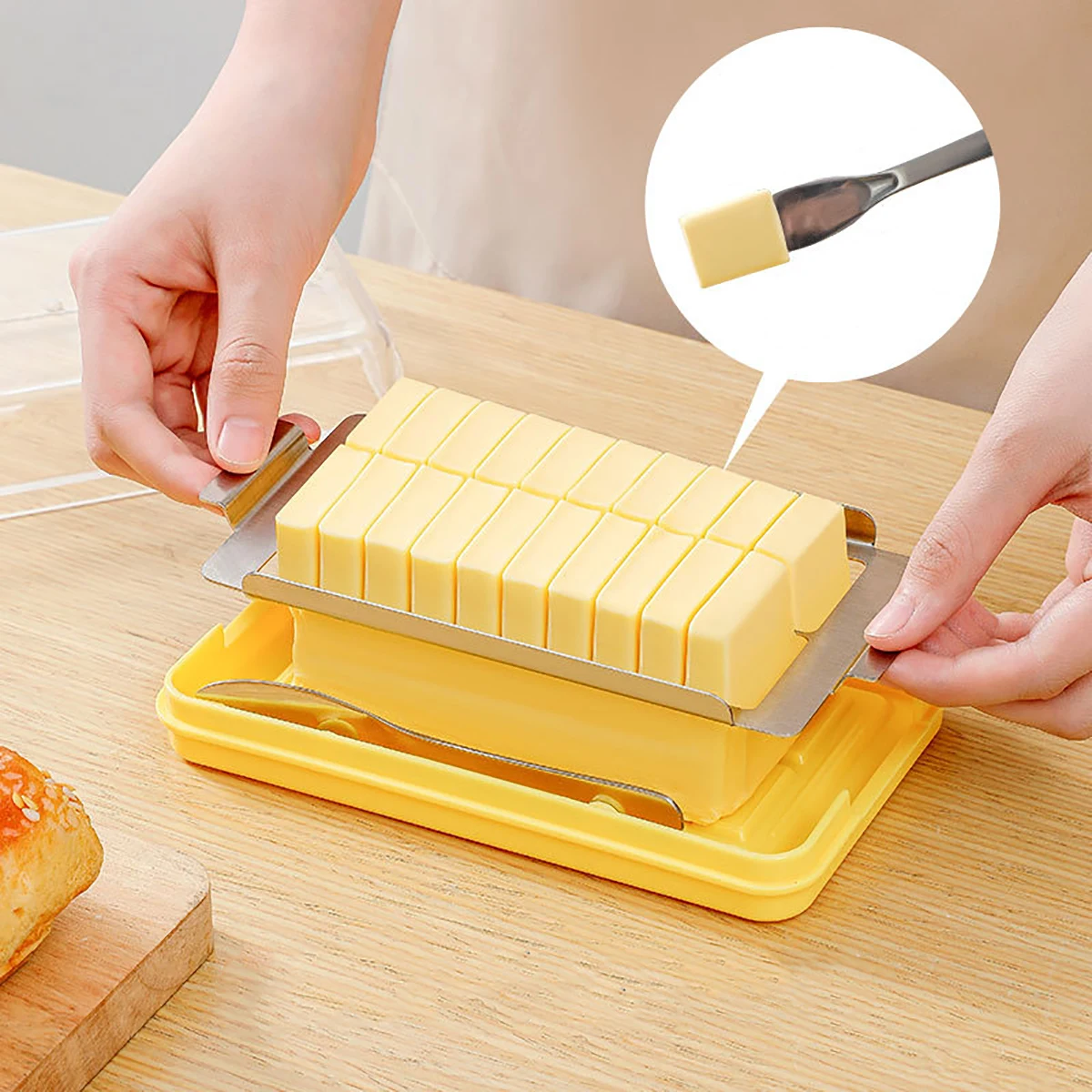 Butter Cutting Fresh-keeping Box Butter Slicer Cutter Dish Container Storage Crock Bowl