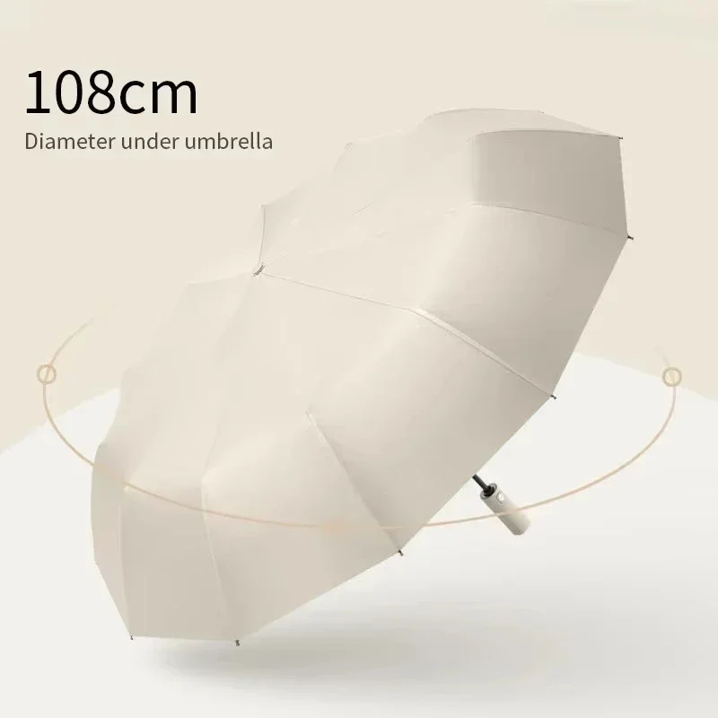 Umbrella Fully Automatic 2-in-1 Sun＆Rain Umbrella Reinforced Folding Wind-Resistant Black Glue Coated Anti-UV Sunscreen Umbrella - 4