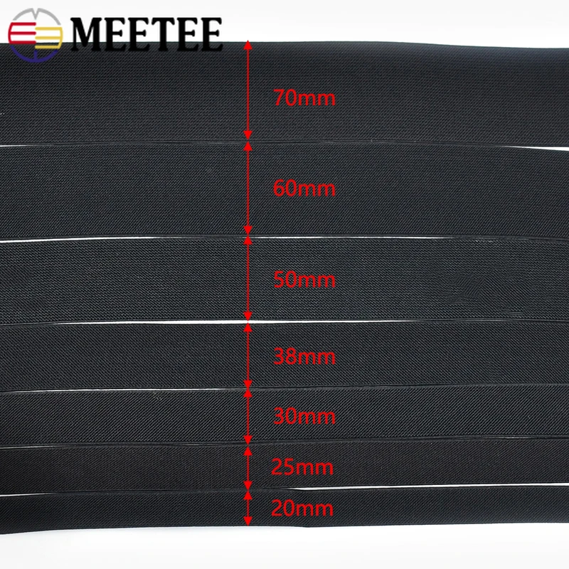 Black Nylon Elastic Waistband - Stretch Tape for Sewing and Crafts (4 Meters, 10-80mm Width)