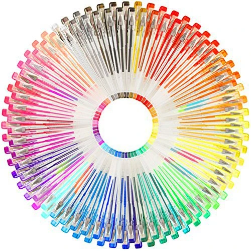 Glitter Gel Pens, 100-Color Neon Glitter Pens Fine Tip Art Markers