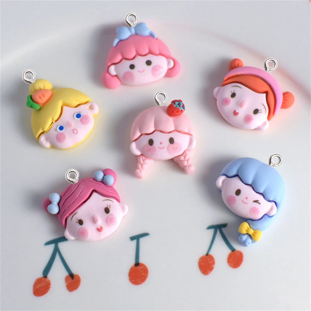 

10Pcs Cartoon Mini Girl Resin Charms Fashion Bag Ornament Accessories Earring Key Chain Necklace Pendant Jewelry Findings Making