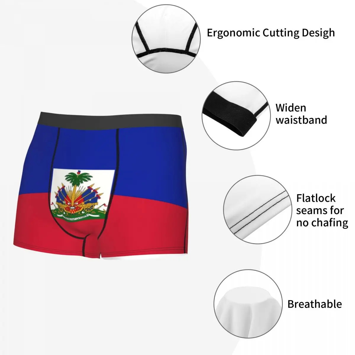 Custom Flag Of Haiti Underwear Men Breathbale Boxer Briefs Shorts Panties Soft Underpants For Homme 5