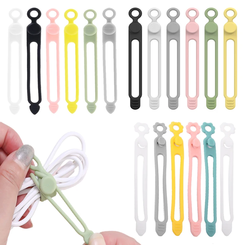

Silicone Phone Cable Organizer Earphone Clip Charger Cord Management Line Storge Holder Clips Data Line Bobbin Winder Straps