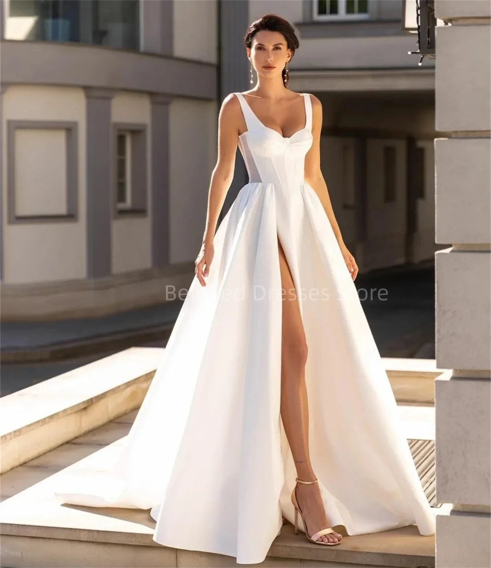 

Luxurious Taffeta Women's Evening Dresses Luxury 2023 Slit Formal Ocassion Dresses for White Graduation Gowns Vestido De Noche