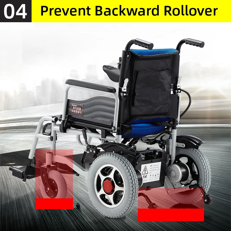 Electric Wheelchair Foldable Motorized Power Wheelchairs 12AH Lead-acid Batter Endurance 10-15KM