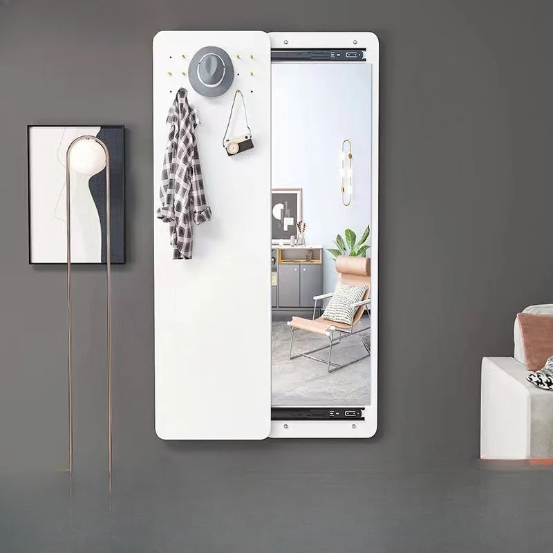 

Invisible dressing mirror sliding and closing, hidden mirror attached to the wall for full coverage, wall mounted concealed