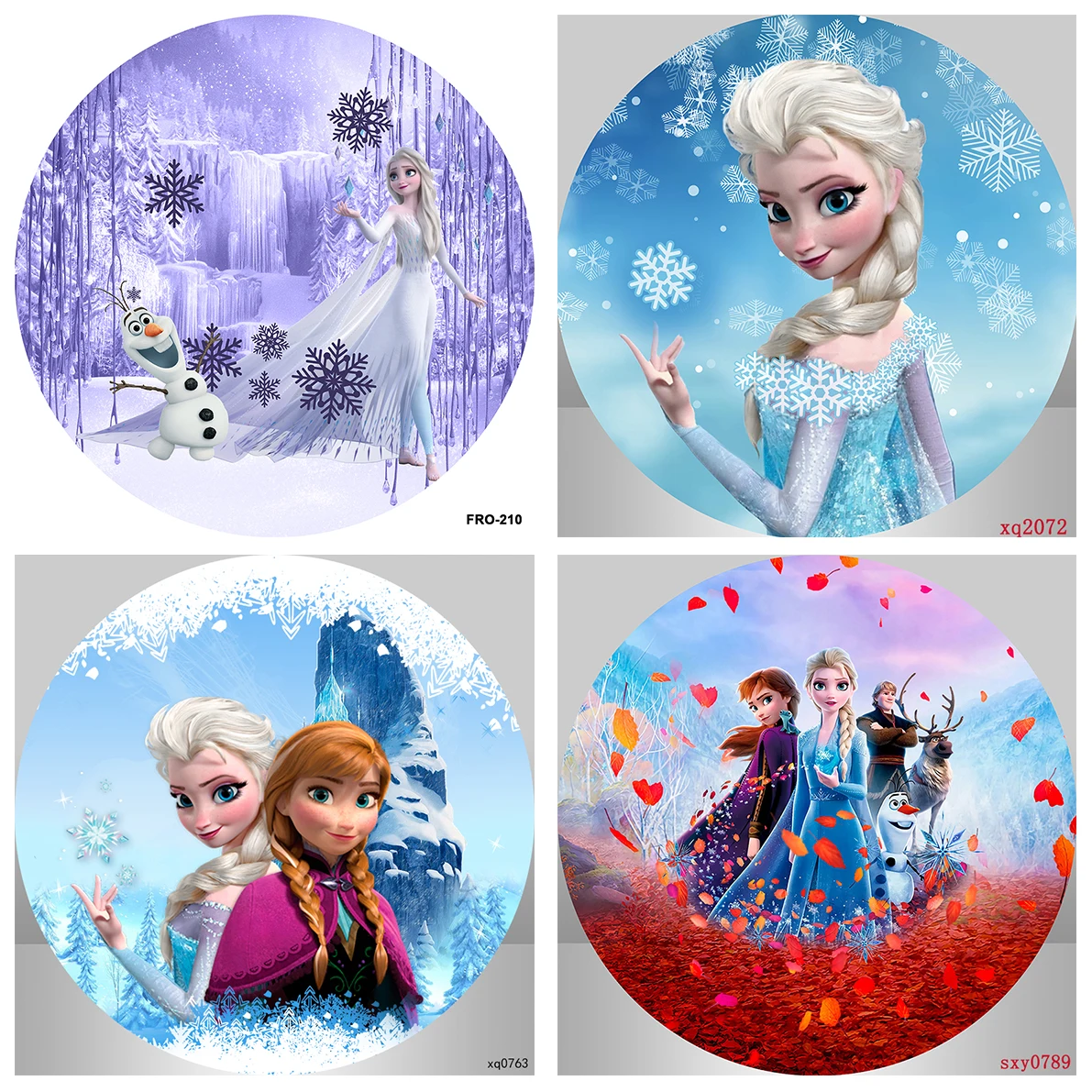 DisneyFrozen2RoundShapePrincessElsaSnowWhitePartyBackdrops