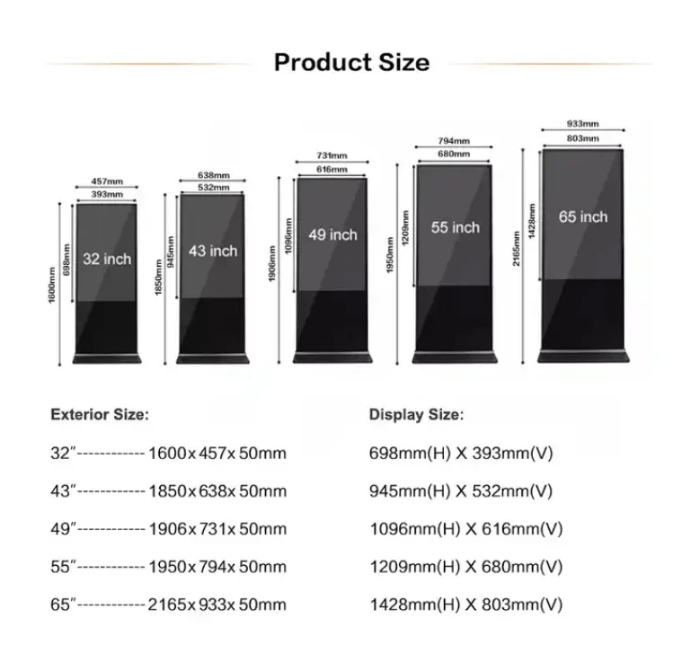 New Creative Floor Standing Digital Signage Display Wifi Lcd Screen 55 Inch Indoor Advertising Playing Equipment
