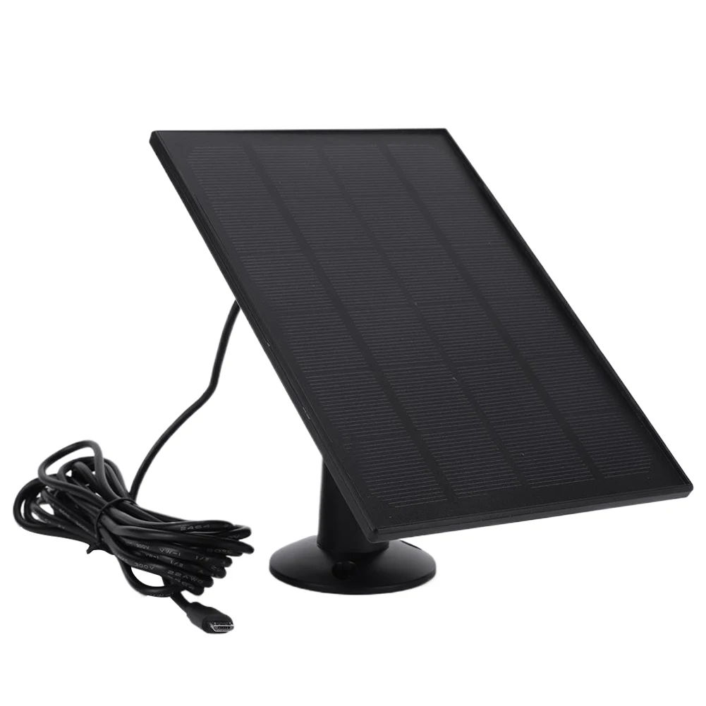 Pannello Solare 10W 5V Per Fotocamera Di Sicurezza, IP65, Con Uscita USB-C E Micro USB, Cavo 3m, Supporto Regolabile