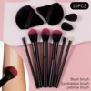 10PCS multi-functional makeup brush set + makeup fan-shaped powder puff + Soft mini sponge egg travel portable beauty tool