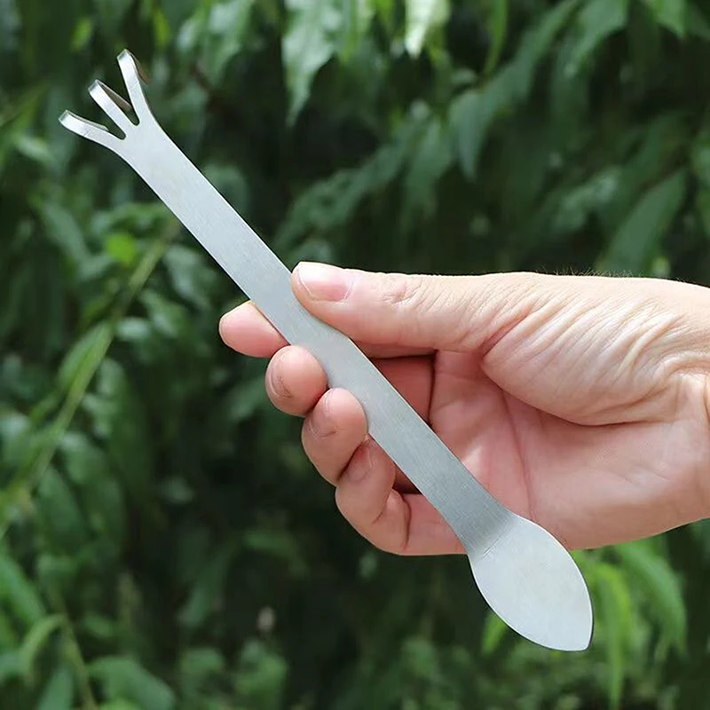 1Pc Stainless Steel Root Rake Bonsai Potted Plants 3-Prong Loosen Soil Tool Handheld Rustproof Rake Home Gardening Tool 21cm 3