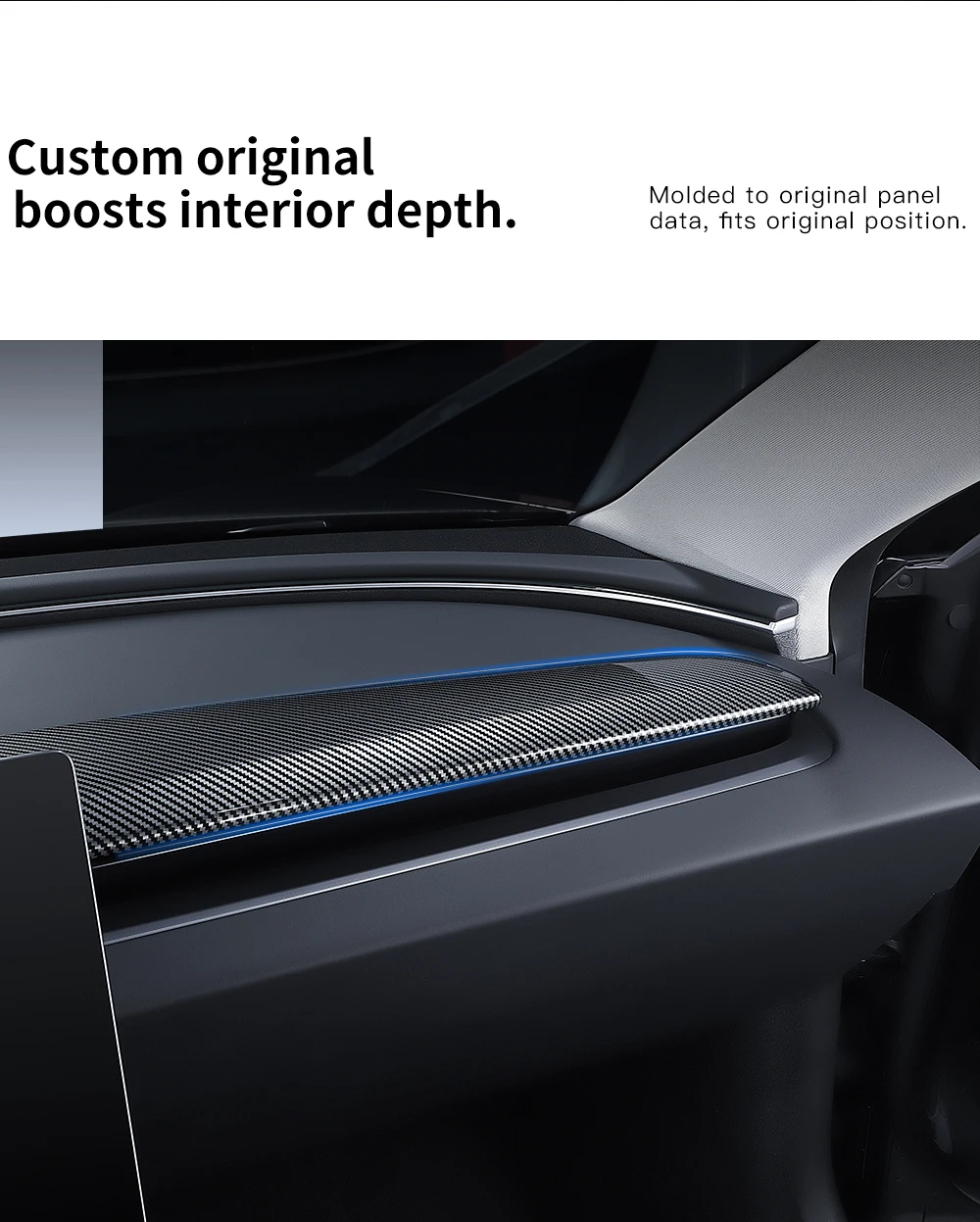 For Tesla Model 3 Highland Model Y Juniper 2025 ABS Dashboard Trim Strip Center