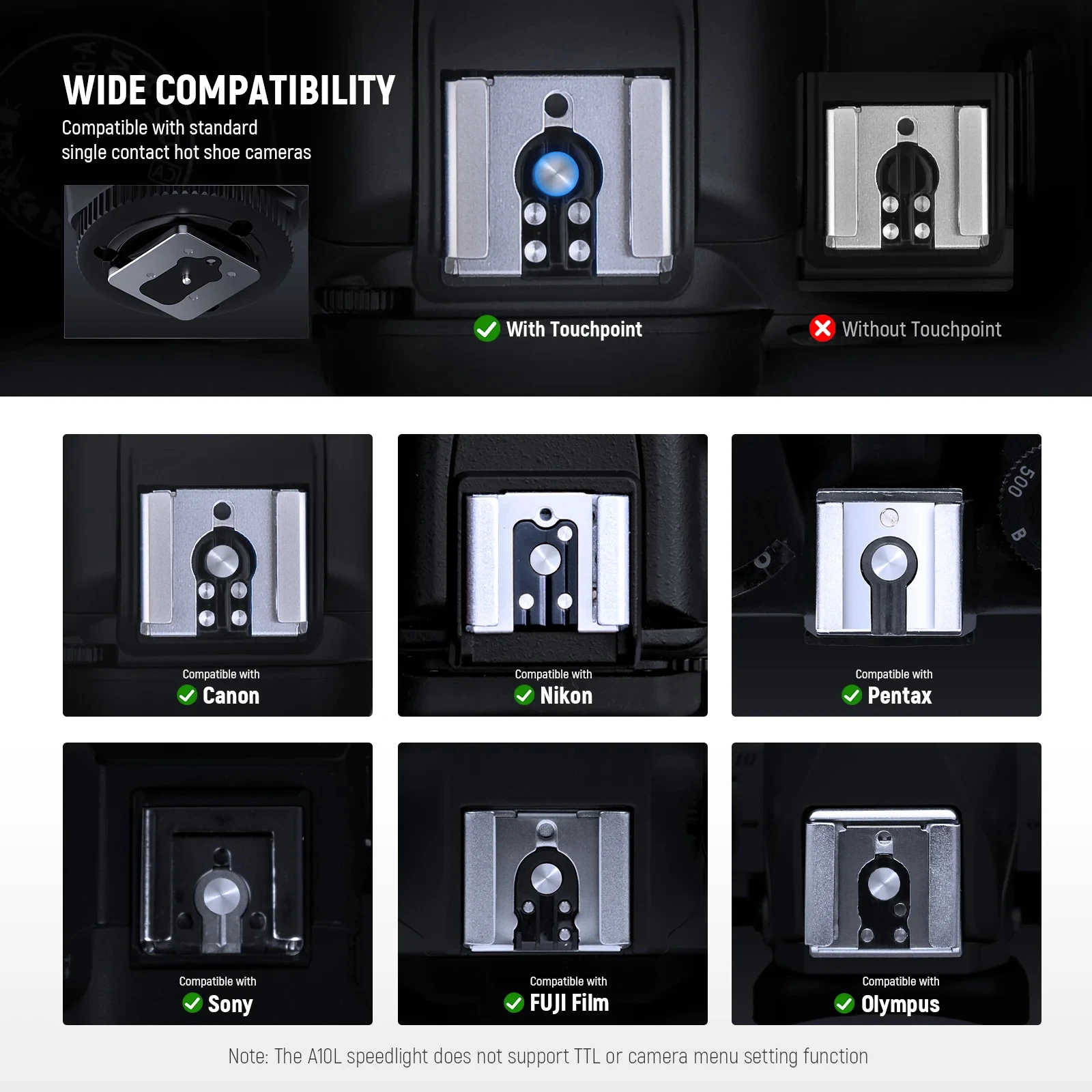 NEEWER BASICS 미니 카메라 플래시(2W LED 비디오 조명 포함)/GN10/0.5-3.5초 재활용/550 플래시/6500K±300K/800mAh 배터리 핫슈