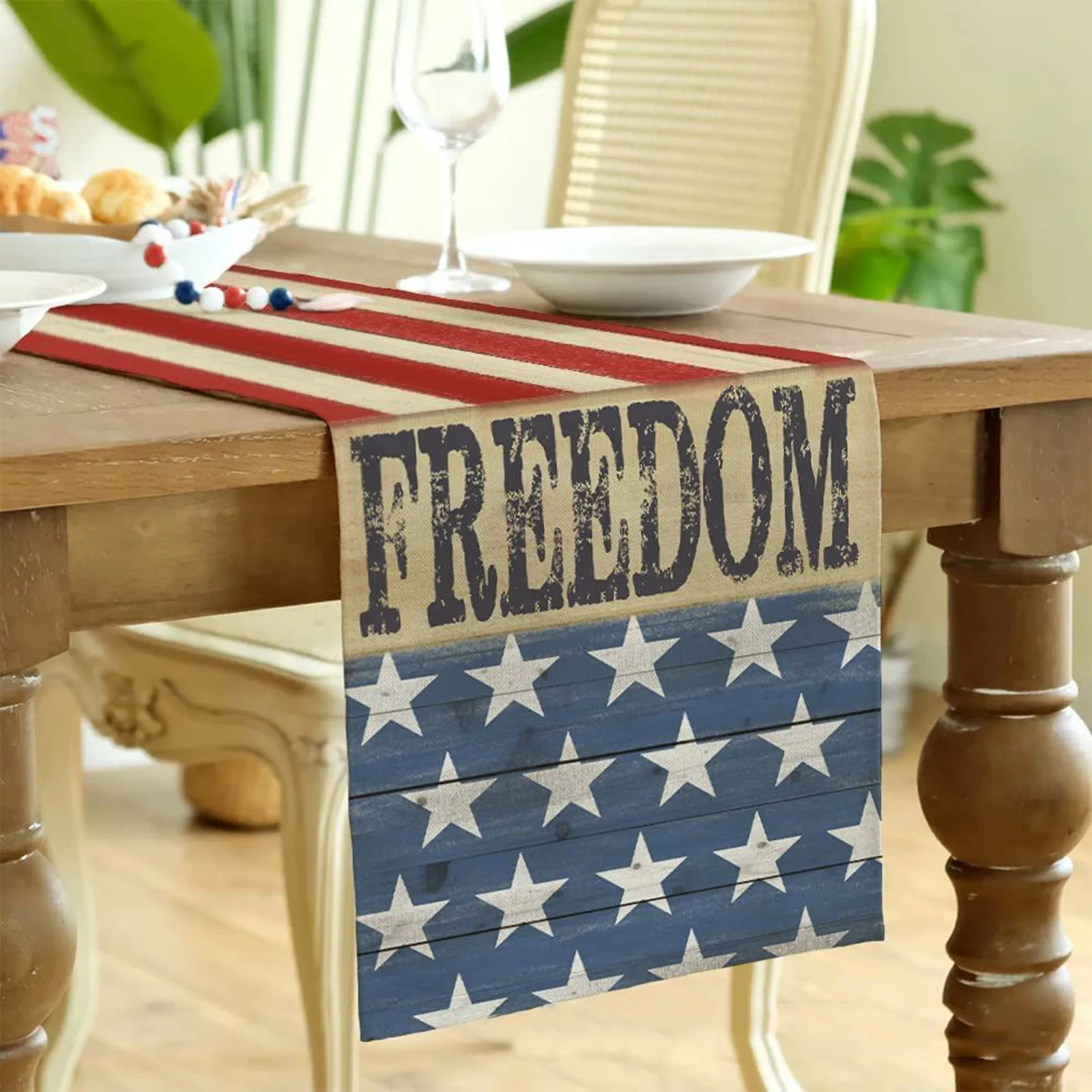 

Independence Day Kitchen Dining Table For Farmhouse Coffee Holiday Indoor Party Decor Table Napkins