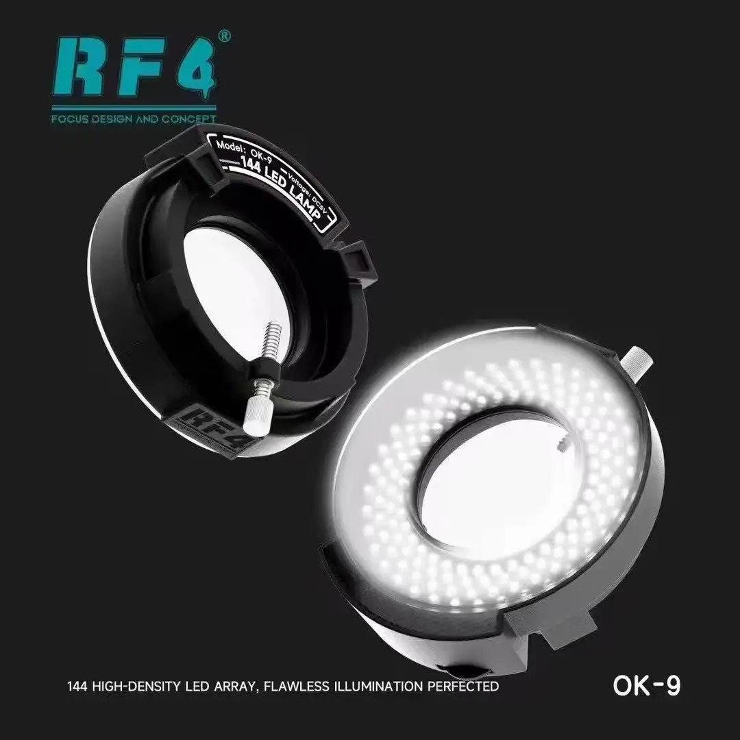 RF4 OK-9 눈부심 방지 현미경 램프 조명기 납땜 수리용 144 LED 현미경 링 라이트