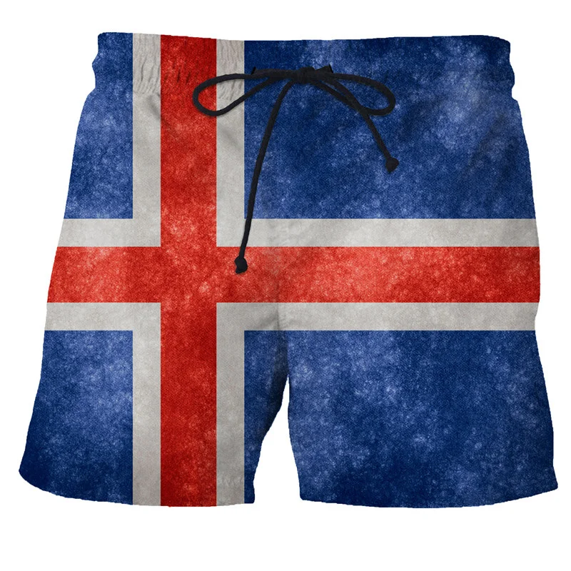 England Britain Flag Graphic Beach Shorts Men 3D Print Spanish Emblem Board Shorts Swimsuit Summer Swim Trunks Cool Kids Shorts 2