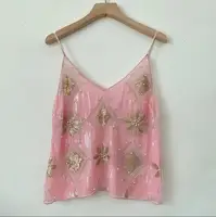 Summer Women Bling Sequined Tanks Tops Sexy Beaded Work Mesh Tops Chic Women Sparkly Cami Vest Femme Streetwear