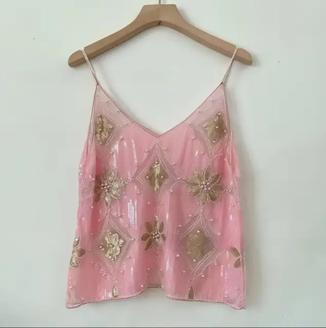 Summer Women Bling Sequined Tanks Tops Sexy Beaded Work Mesh Tops Chic Women Sparkly Cami Vest Femme Streetwear