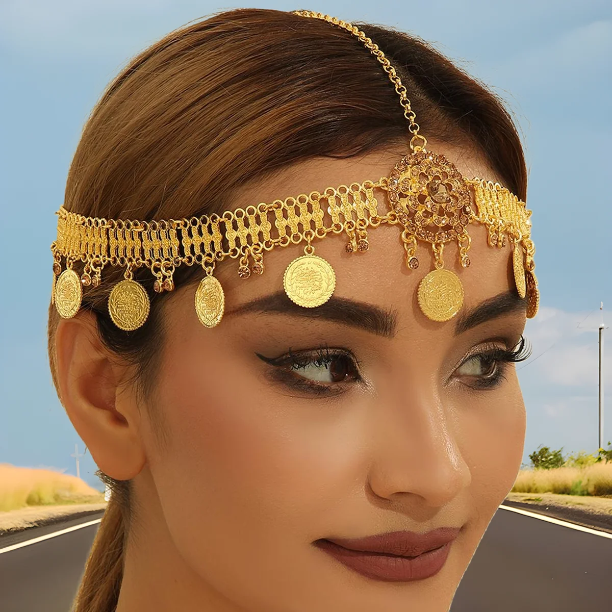 الهندي رئيس سلسلة مجوهرات الذهب اللون سبائك حجر ال...