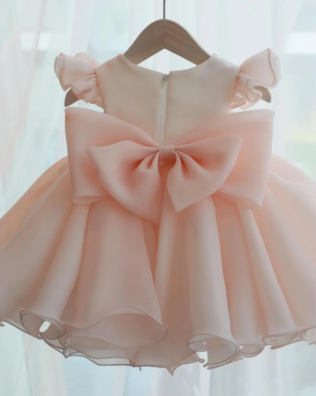 Long Sleeve Baby Girl Dresses Beads Bow Baptism Dress for Princess 1 year Birthday Party Wedding Gown Baby Christening Clothing