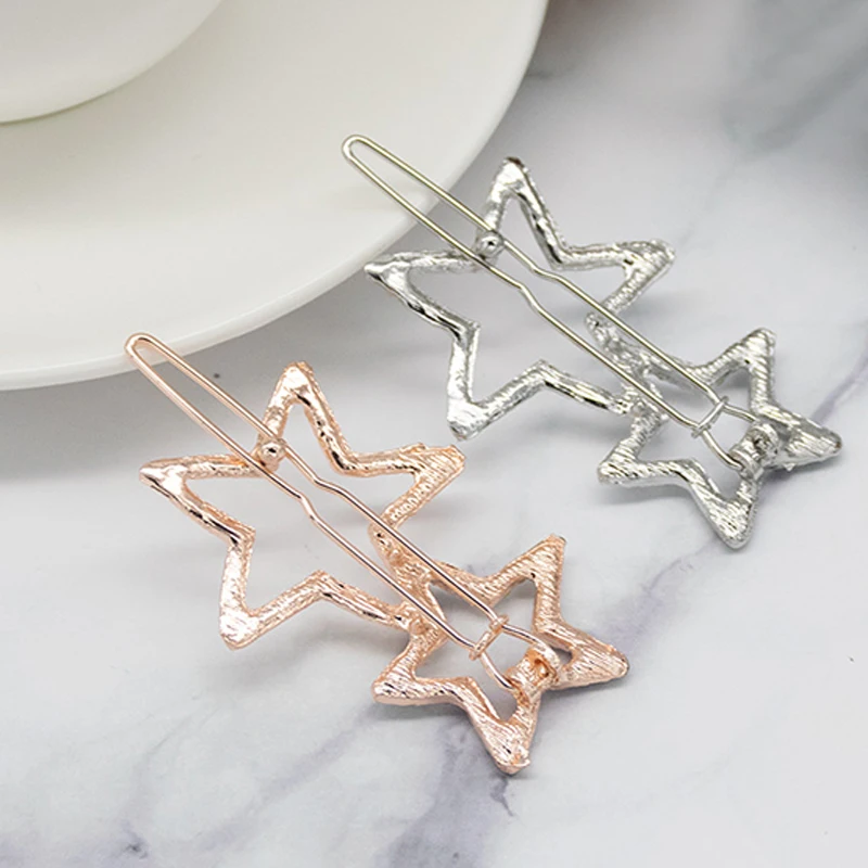 

Elegant Glitter Shiny Hairpins Hair Styling Tool Five-pointed Star Rhinestone Side Clip Sweet Cool Personality Headwear