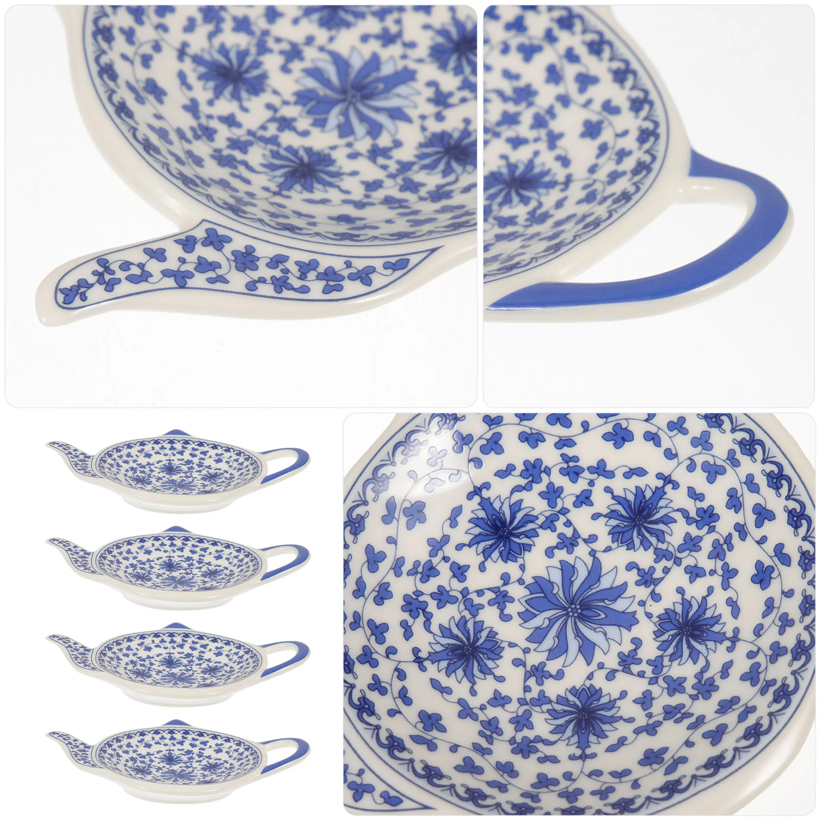 4 Pcs Tea Bags Teaspoons Teapot Shaped Ceramic Dish Teabag Organizer Dispenser Holder
