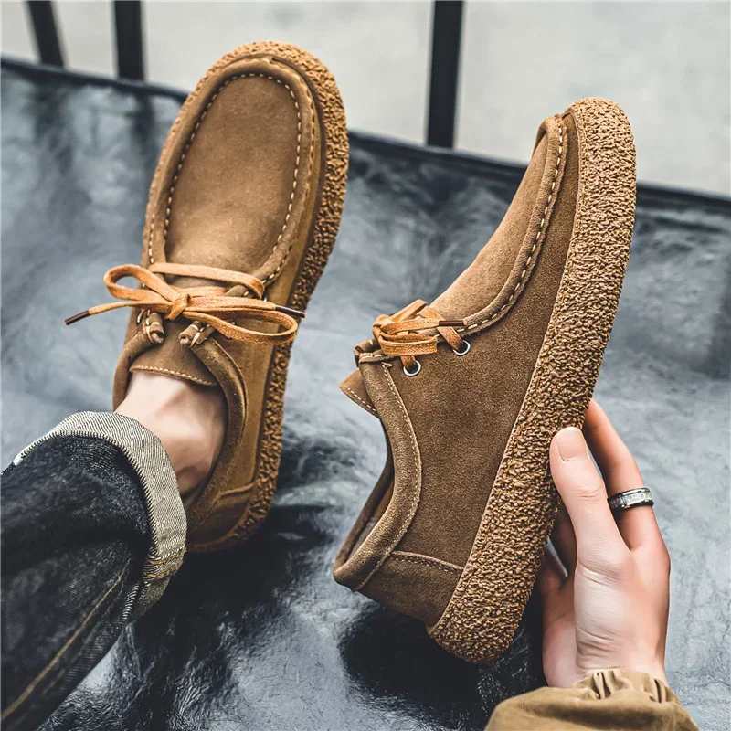 Retro Casual Men Shoes casual board shoes casual sneakers Luxury Suede Leather Loafers Men Sneakers Comfor Soft Sole Driving Shoes Walking tenis hombres