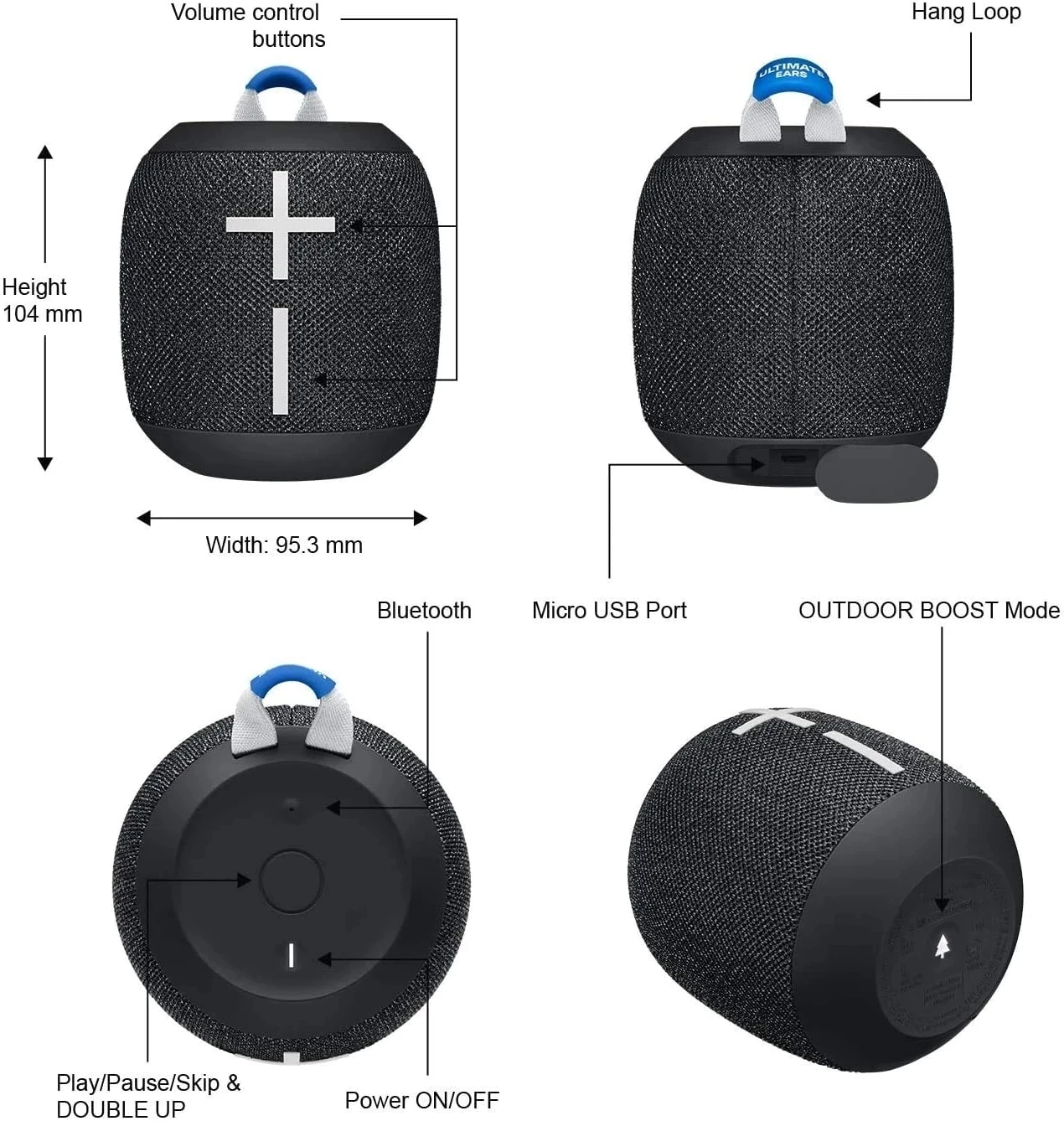 Logitech-Haut-parleur sans fil portable UE Wonderboom IPX7, haut-parleur  Bluetooth, étanche, caisson de basses anti-chute, audio 360 °, original -  AliExpress