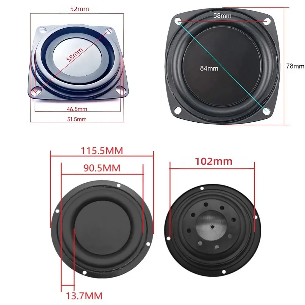 Diaphragm Vibration Plate Universal Woofer Radiator 2/3/4inch Black Speaker Diaphragm Bass Radiator