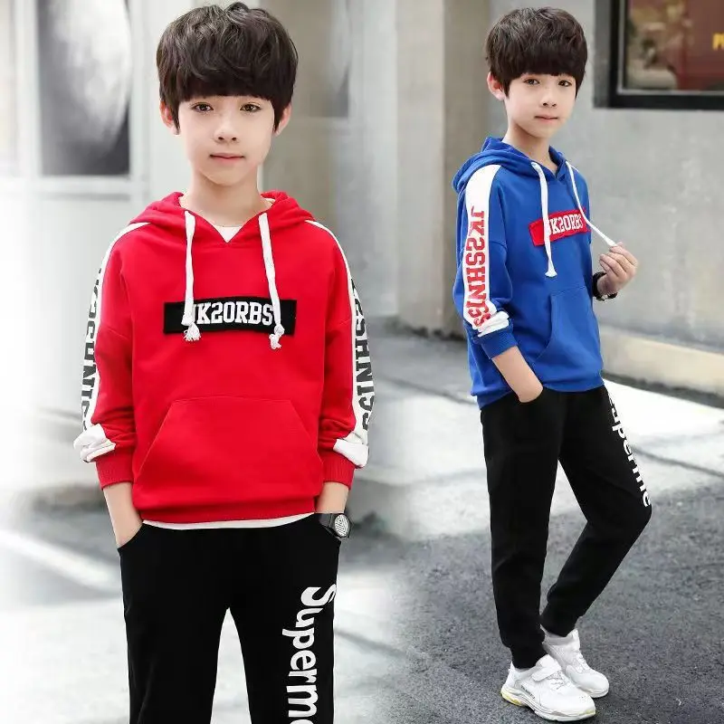 

New Children's Clothes Boys Spring And Autumn Suit Cotton Hooded Hoodie Hoodie Pants Boys Sports Pants Long Sleeved Clothes