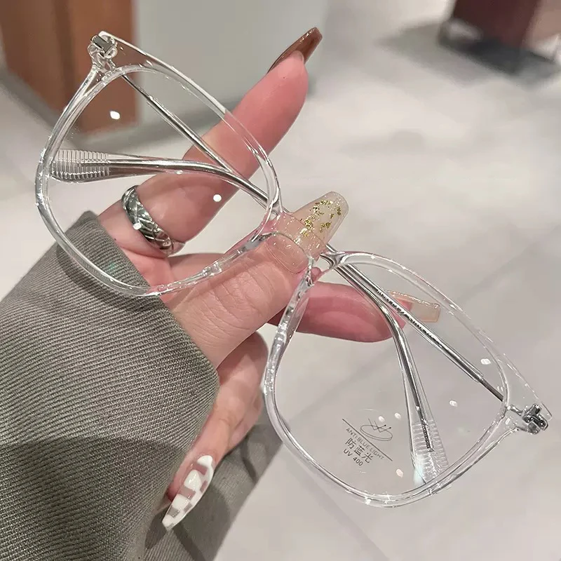 Ladies Blue Light Blocking Myopia Glasses New Trend Oversized Women Eyeglasses Unisex Square Frame Large Near Sight Eyewear 3