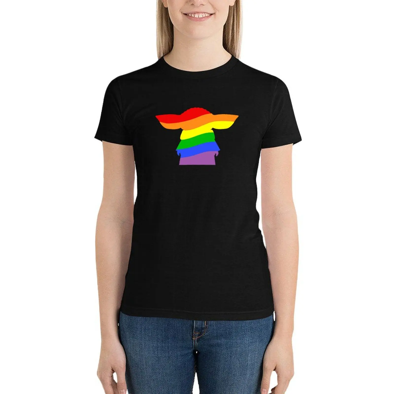 Alien Silhouette - Rainbow T-Shirt lady clothes plus size tops rock and roll t shirts for Women
