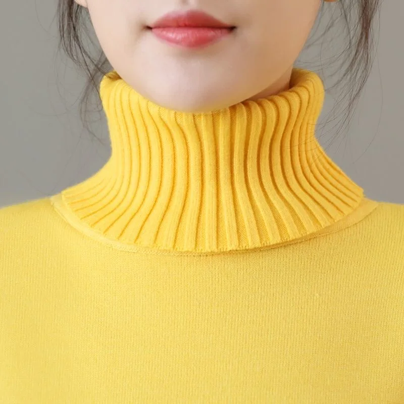 

Fdfklak Elegant Turtleneck Women Sweater Soft Knitted Basic Pullovers High Neck Loose Warm Female Knitwear Jumper Jersey White
