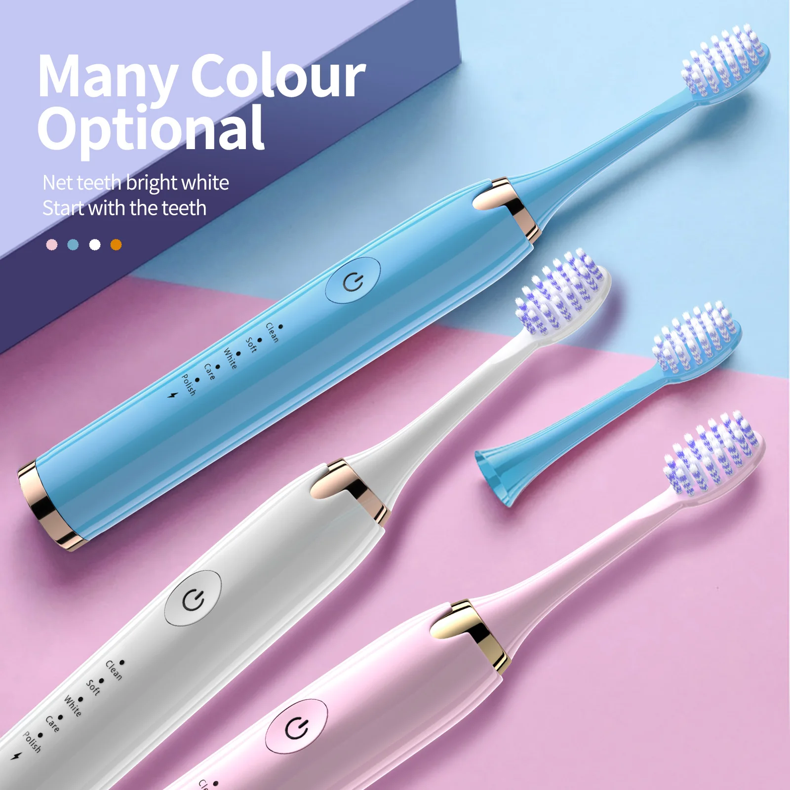 Tongwode Electric Sonic Toothbrush USB Rechargeable Waterproof Ultrasonic Whitening Tooth Brushes Replacement Heads electric toothbrush