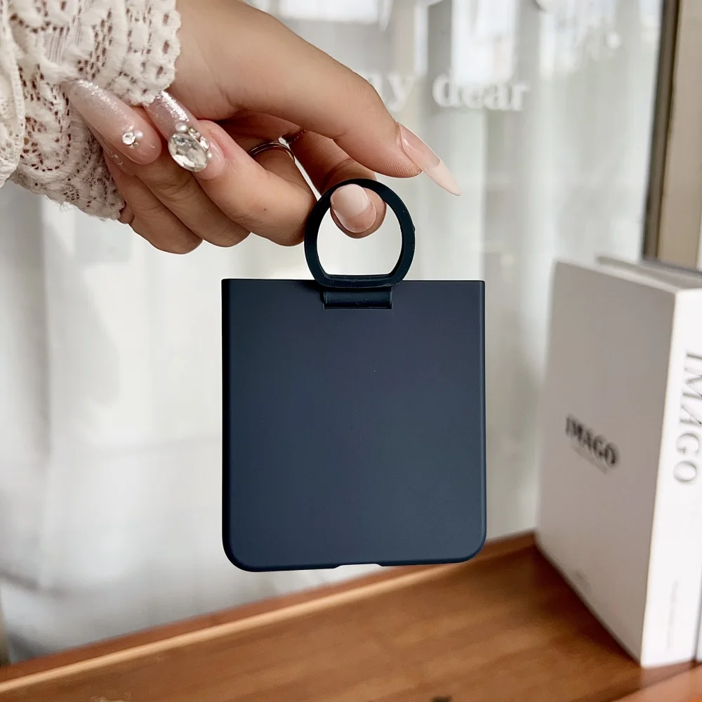 Liquid Silicone Shockproof Phone Case with Large Window and Fashion Ring Design