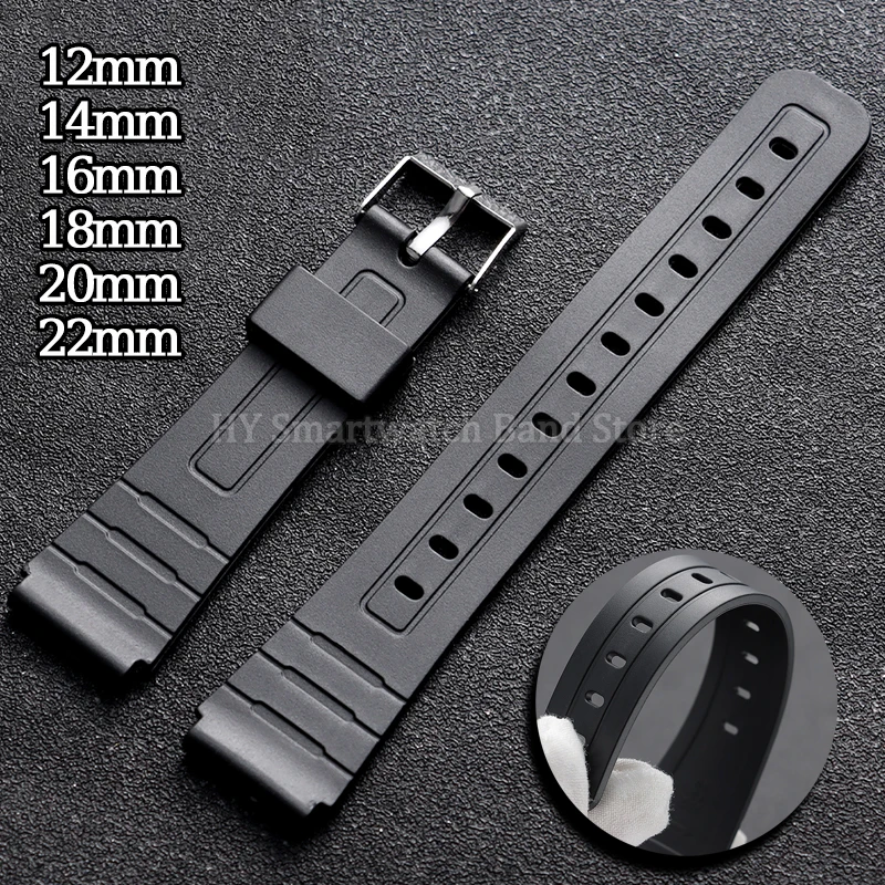 Versatile PU Rubber Watch Strap - Available in Multiple Sizes