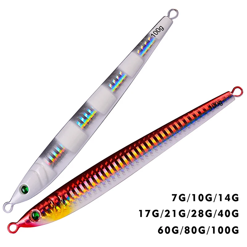 1PiecesSlowLongMetalJigFishingLureCastJiggingSpoonArtificial