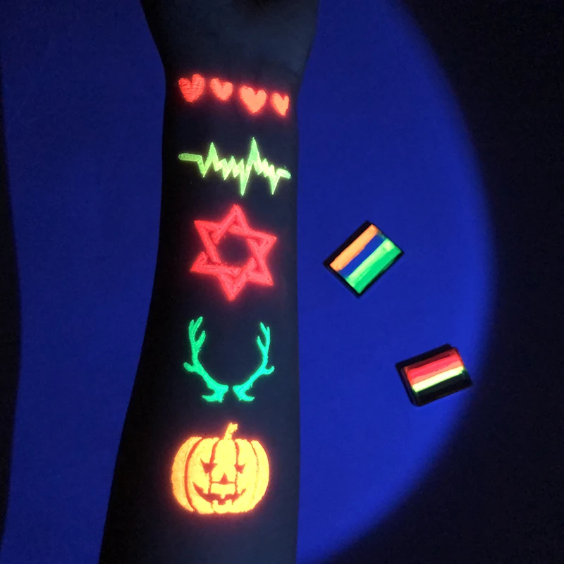 50g Face Painting Customized Colorful Rainbow Cake Split Fluorescent Water Activated Eyeliner Body Art 4