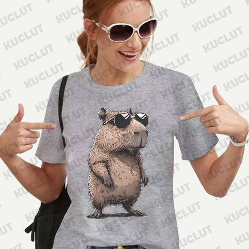 Fashion Capybara Graphic T-shirt Short Sleeve Tees Cute Summer Clothes Women Aesthetic Clothing Fashion Casual Basic Y2k Tops 4
