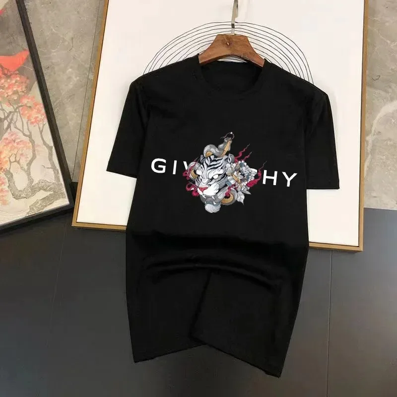 

Fashion Letter Pattern Printed T-Shirt Men's Summer 100% Cotton Short Sleeve Crew Neck Loose Top