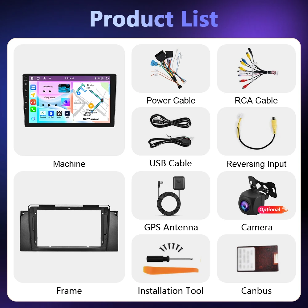 Radio Podofo con Carplay y Android Auto inalámbrico para BMW E53 1999-2005, sistema inteligente para automóvil, GPS, estéreo, unidad principal, reproductor multimedia 6