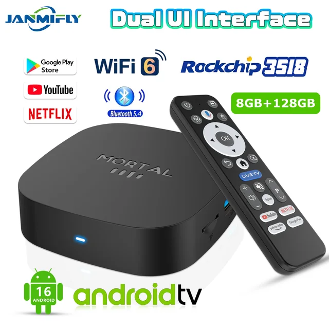 2025 New T1+ 8K HD TV Box Android 16.0 RK3518 Quad Core 8GB RAM 128GB ROM Dual Wifi 2.4G/5.8G Home Theater Media Player